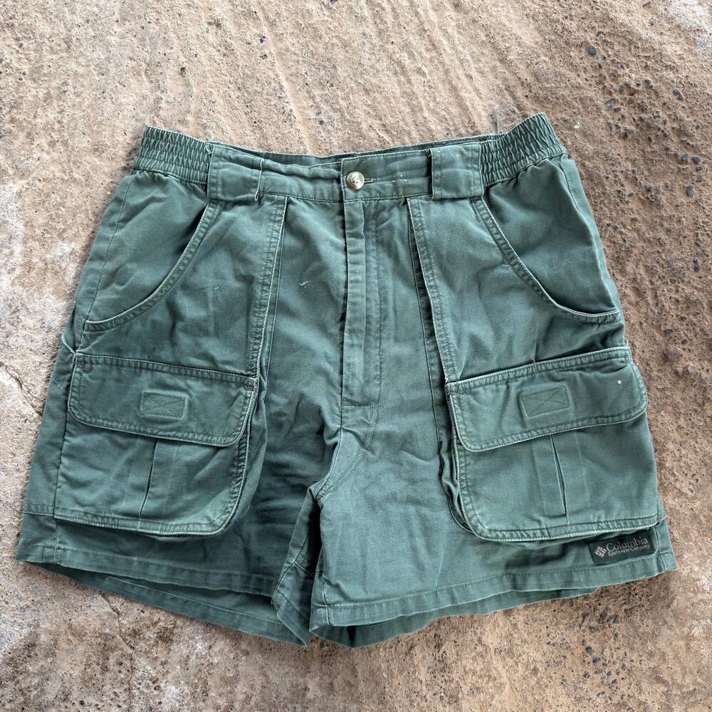 Columbia Sportswear Cargo Shorts Green Womens 10 Outdoor Fishing Pockets Utility
